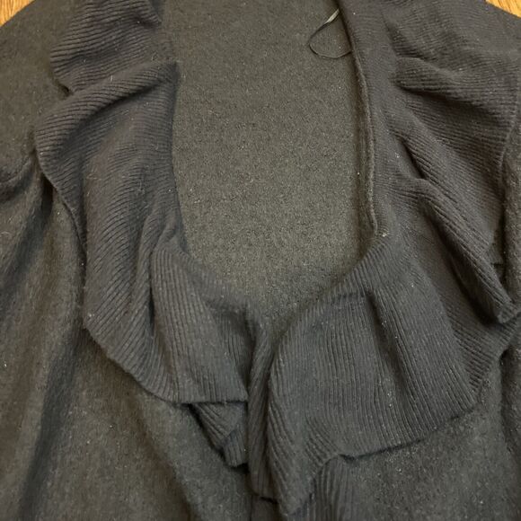 Zara ZaraKnit Black Boiled Wool Open Front Sweater Jacket Size L Large $130 - Picture 6 of 11